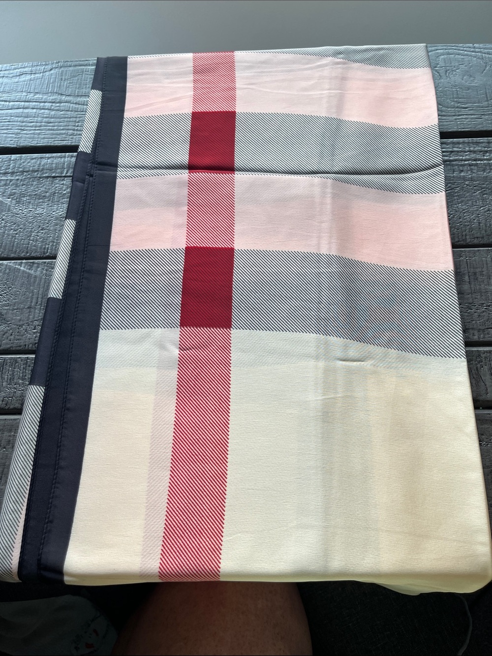Plaid Lightweight Women's Scarf in White, Pink & Red 36x70 large
